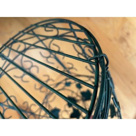 Green Metal Wire Birdcage Ivy Leaf Romantic Decor Candle Plant Holder Hanging - Picture 6 of 7